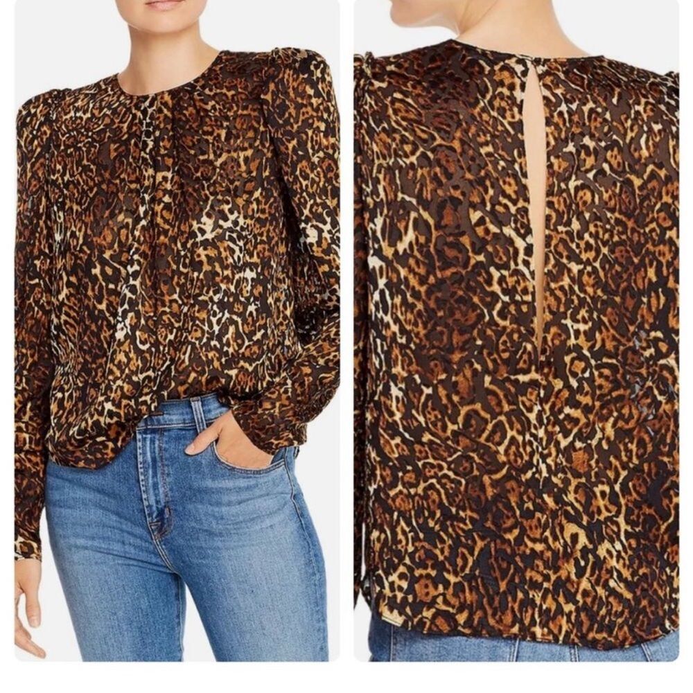 Ronny Kobo Chiara Velvet Animal Print Blouse Size XS